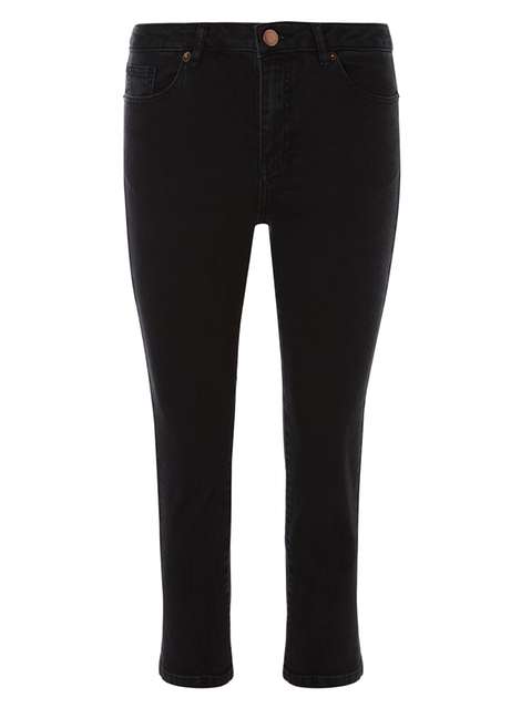 Black Fasion Cropped Kickflare Jeans